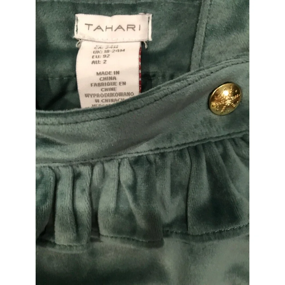 Girl's 24 Month Jumper Dress Tahari Green Ruffles Lined
